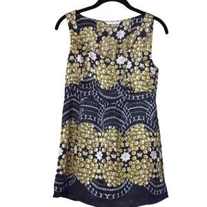 CAbi silk babydoll top, green/black, Baroque, statement, boho luxe, maximalism